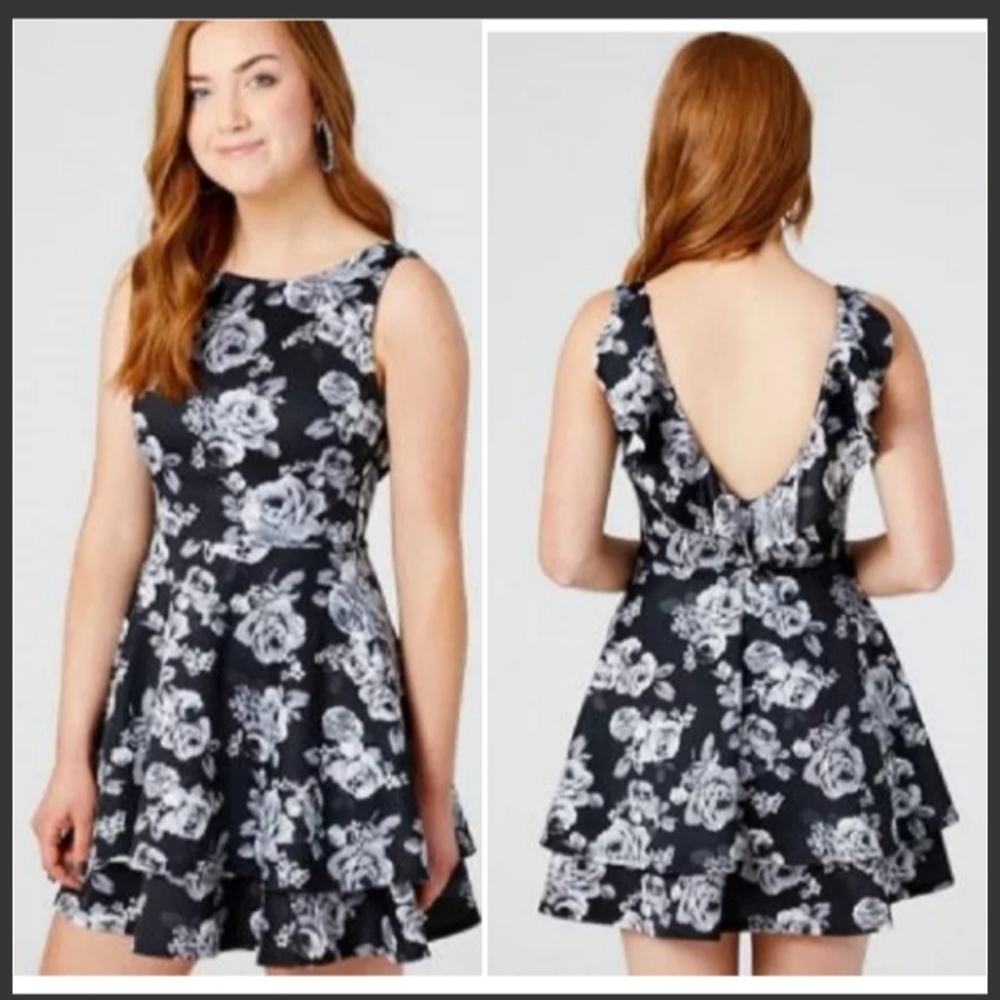 Altard State BLACK WHITE Floral Sleeveless SemiFormal Short Party Dress (SMALL)